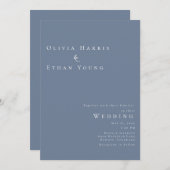 Moderne Minimalistische Hochzeit von Dusty Blue Einladung (Vorne/Hinten)