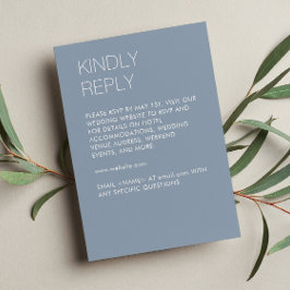 Moderne Minimalistische Hochzeit von Dusty Blue RSVP Karte