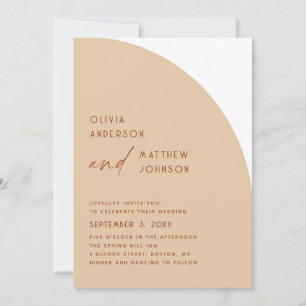 Moderne Minimalistische Hochzeit Warmer Pfirsich Einladung