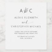 Moderne Minimalistische Hochzeit Weinetikett (Einzelnes Label)