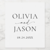Moderne Minimalistische Hochzeit Weinetikett (Einzelnes Label)