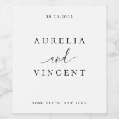Moderne Minimalistische Hochzeit Weinetikett (Einzelnes Label)