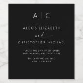 Moderne Minimalistische Hochzeit Weinetikett (Einzelnes Label)