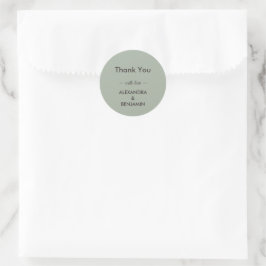 Moderne Minimalistische Hochzeit | Zeitloses Sage- Runder Aufkleber