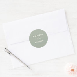 Moderne Minimalistische Hochzeit | Zeitloses Sage- Runder Aufkleber