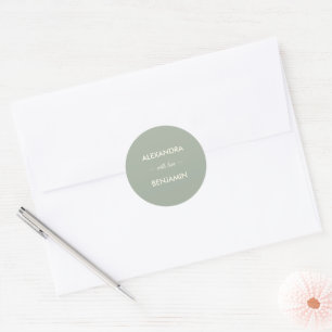 Moderne Minimalistische Hochzeit Zeitloses Sage- Runder Aufkleber