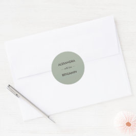 Moderne Minimalistische Hochzeit | Zeitloses Sage- Runder Aufkleber