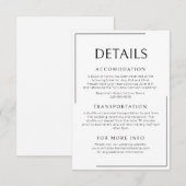 Moderne Minimalistische Hochzeitdetails Begleitkarte (Vorne/Hinten)