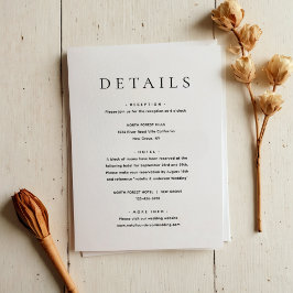 Moderne Minimalistische Hochzeitdetails Begleitkarte
