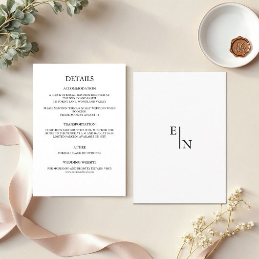 Moderne Minimalistische Hochzeitdetails Begleitkarte