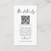 Moderne Minimalistische Hochzeitdetails QR Code Begleitkarte (Vorderseite)
