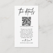 Moderne Minimalistische Hochzeitdetails QR Code Begleitkarte (Vorderseite)
