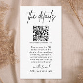 Moderne Minimalistische Hochzeitdetails QR Code Begleitkarte