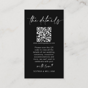 Moderne Minimalistische Hochzeitdetails QR Code Begleitkarte
