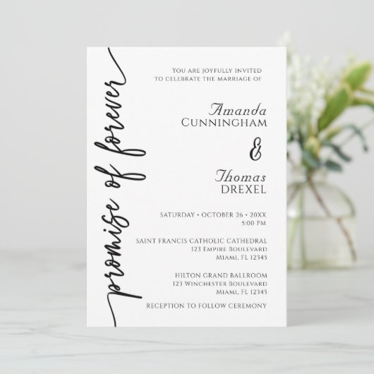 Moderne minimalistische Hochzeiteinladung Einladung (Stehend Vorderseite)