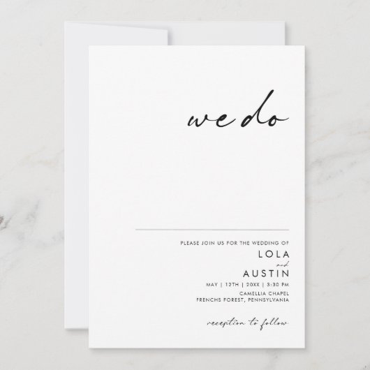 Moderne Minimalistische Hochzeiten Einladung (Vorderseite)