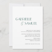 Moderne Minimalistische Hochzeitliche Dunkelgrüne (Vorderseite)