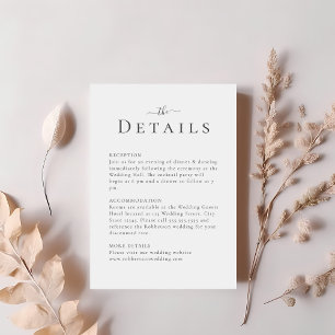 Moderne Minimalistische Hochzeits-Detailkarte Einladung