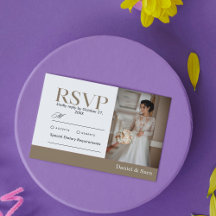 Moderne minimalistische Hochzeits-RSVP-Karte mit F