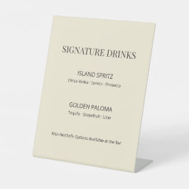 Moderne Minimalistische Hochzeits-Signature-Drinks Sockelschild