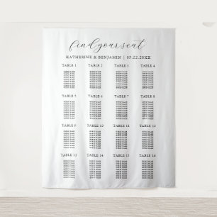 Moderne Minimalistische Hochzeits-Sitzordnung Wandteppich