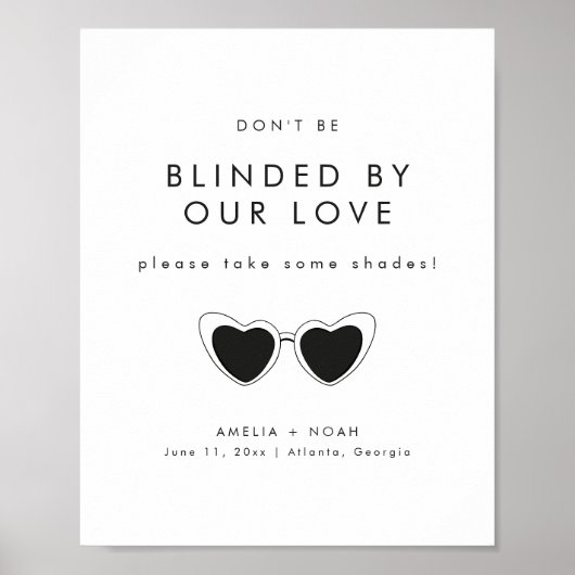 Moderne Minimalistische Hochzeitsbrille bevorzugen Poster (Vorne)