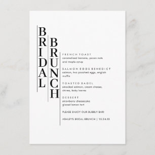 Moderne Minimalistische Hochzeitsbrunch-Speisekart Menükarte