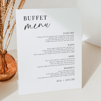 Moderne Minimalistische Hochzeitsbuffet-Menükarte Sockelschild