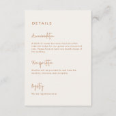 Moderne Minimalistische Hochzeitsdetails Begleitkarte (Vorderseite)