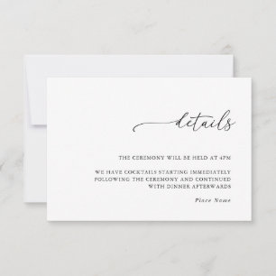 Moderne minimalistische Hochzeitsdetails Beilageka RSVP Karte