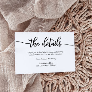 Moderne minimalistische Hochzeitsdetails-Einlegeka RSVP Karte
