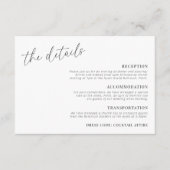 Moderne Minimalistische Hochzeitsdetails horizonta Begleitkarte (Vorderseite)