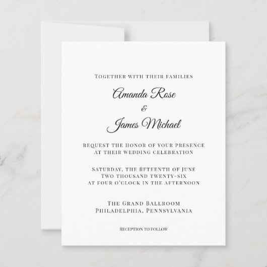 moderne minimalistische Hochzeitseinladung (Vorderseite)