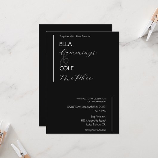 Moderne Minimalistische Hochzeitseinladung Einladung (Vorderseite/Rückseite Beispiel)