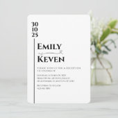 Moderne Minimalistische Hochzeitseinladung Einladung (Stehend Vorderseite)
