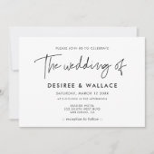 Moderne minimalistische Hochzeitseinladung Einladung (Vorderseite)