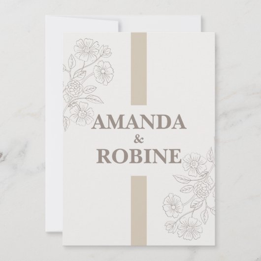 Moderne Minimalistische Hochzeitseinladung Einladung (Vorderseite)