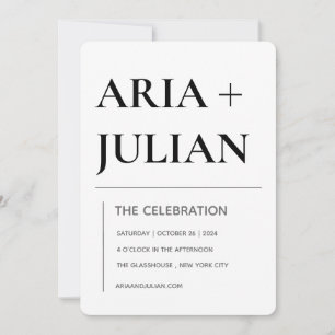 Moderne minimalistische Hochzeitseinladung in Schw Einladung