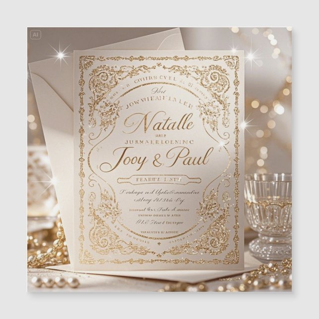 Moderne Minimalistische Hochzeitseinladung Magnetkarte (Vorderseite)