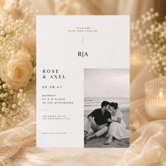 Moderne minimalistische Hochzeitseinladung mit Fot Einladung