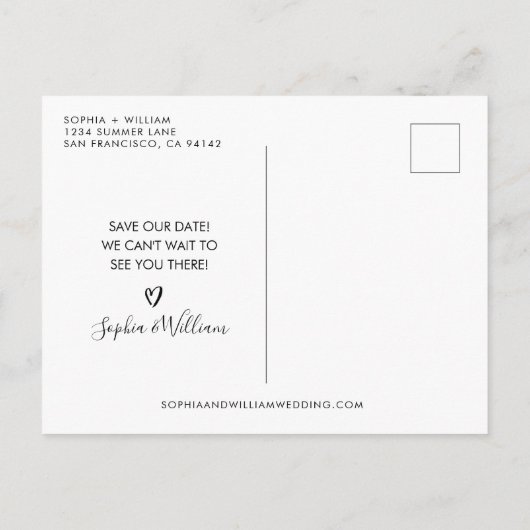 Moderne Minimalistische Hochzeitseinladung Postkar Einladungspostkarte (Rückseite)