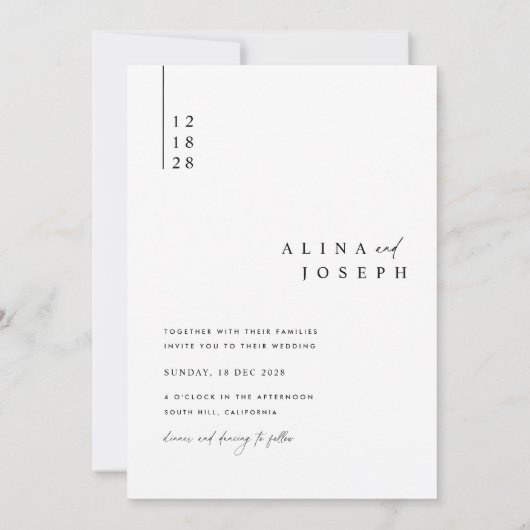 Moderne Minimalistische Hochzeitseinladung von Boh Einladung (Rückseite)