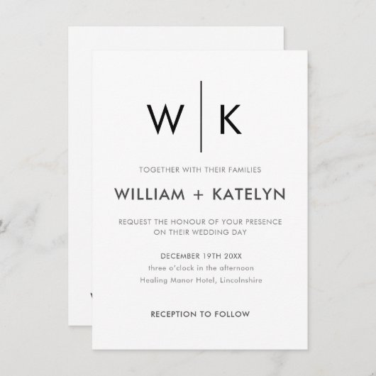 Moderne Minimalistische Hochzeitseinladungen Einladung (Vorne/Hinten)