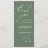 Moderne Minimalistische Hochzeitsempfangs-Dankeska Programm (Vorderseite)