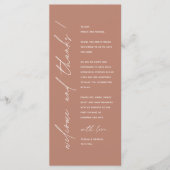 Moderne Minimalistische Hochzeitsempfangs-Dankeska Programm (Vorderseite)