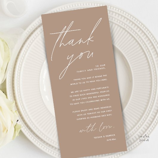 Moderne Minimalistische Hochzeitsempfangs-Dankeska Programm