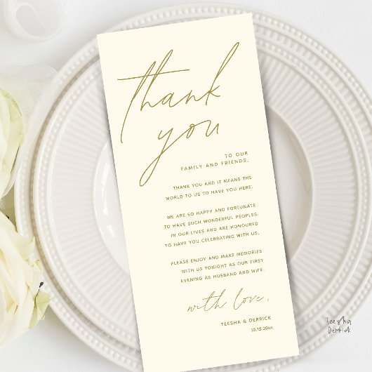Moderne Minimalistische Hochzeitsempfangs-Dankeska Programm