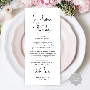 Moderne minimalistische Hochzeitsempfangs-Dankeska Programm