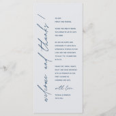 Moderne Minimalistische Hochzeitsempfangs-Dankeska Programm (Vorderseite)