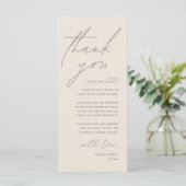 Moderne Minimalistische Hochzeitsempfangs-Dankeska Programm (Stehend Vorderseite)
